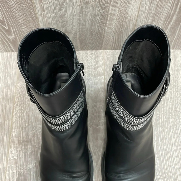 Steve Madden North Chunky Platform Boots Embellished Buckle Straps Black 10 - Picture 3 of 16